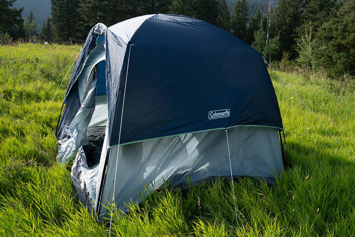 Coleman Skydome 6P camping tent (set up with rainfly)